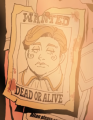 A wanted poster of Bugsy from the background of "Great at Cowboy".